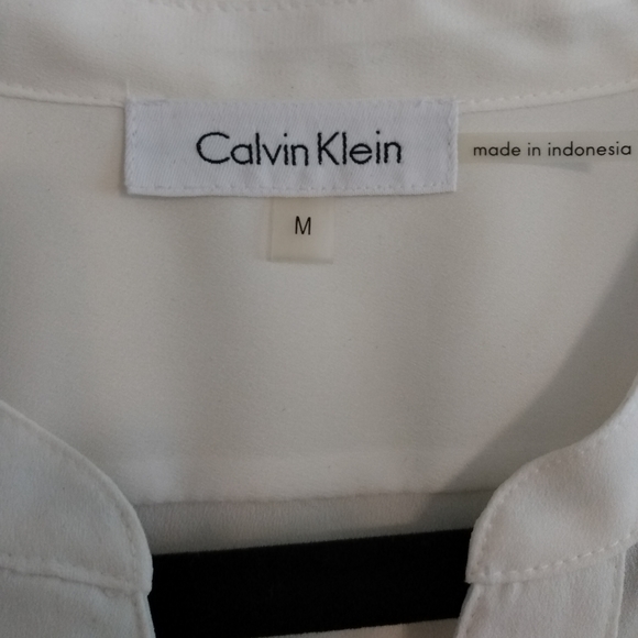 Calvin Klein Sheer Blouse w/Gold Button Detail - Picture 3 of 8